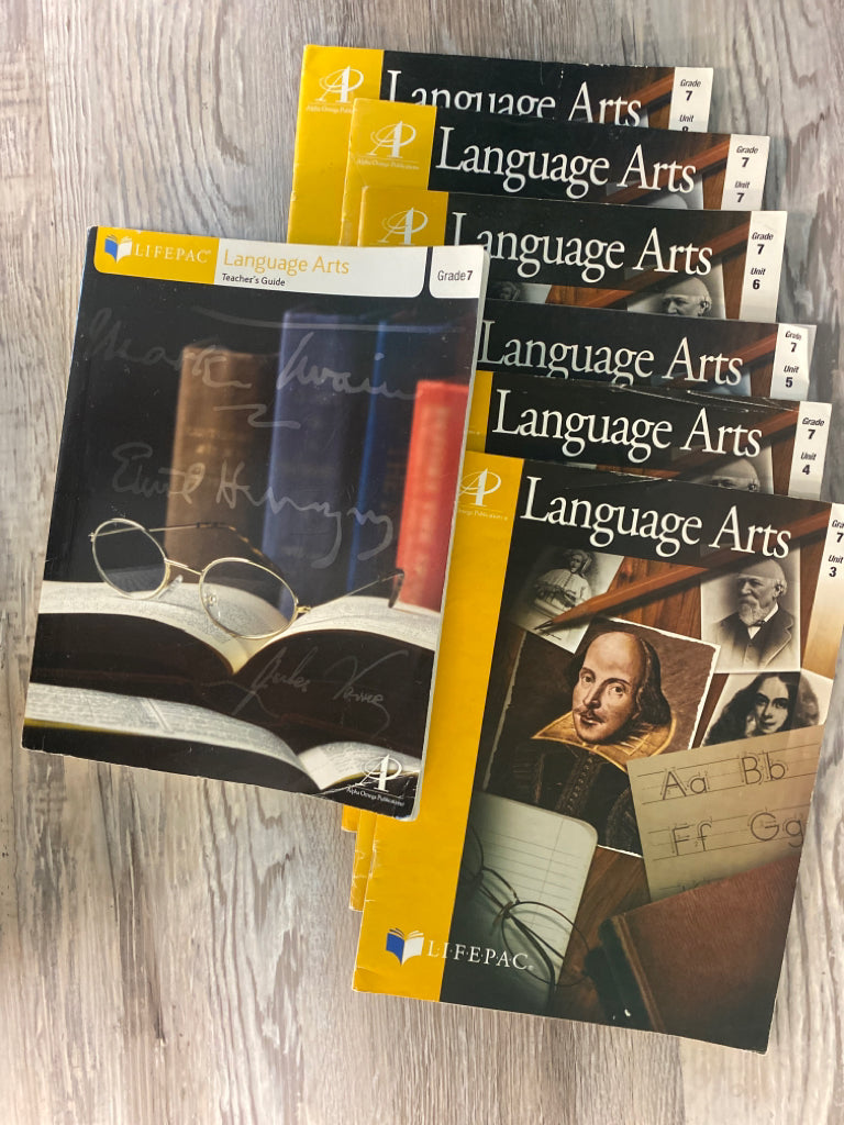 Lifepac language Arts 7th, Teacher's Guide and Units 3-8