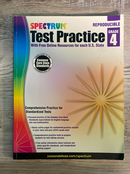 Carson Dellosa Spectrum 4th Grade Test Practice Workbook All Subjects, Ages 9 to 10, Grade 4 Test Practice Math, Language Arts, Reading Comprehension, ... Writing, and Math - 160 Pages (Volume 81) by Spectrum, Carson Dellosa Education