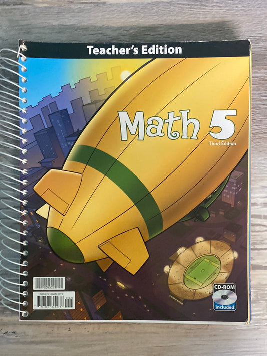 BJU Math 5 Teacher Edition with CD 3rd Edition by Kathleen Hynicka