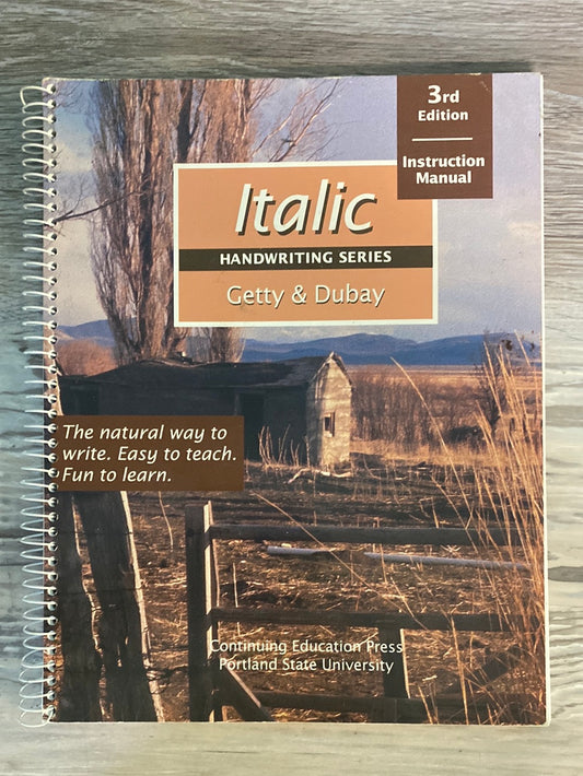 Italic handwriting Series Getty & Dubay 3rd ed. Ins. Manual