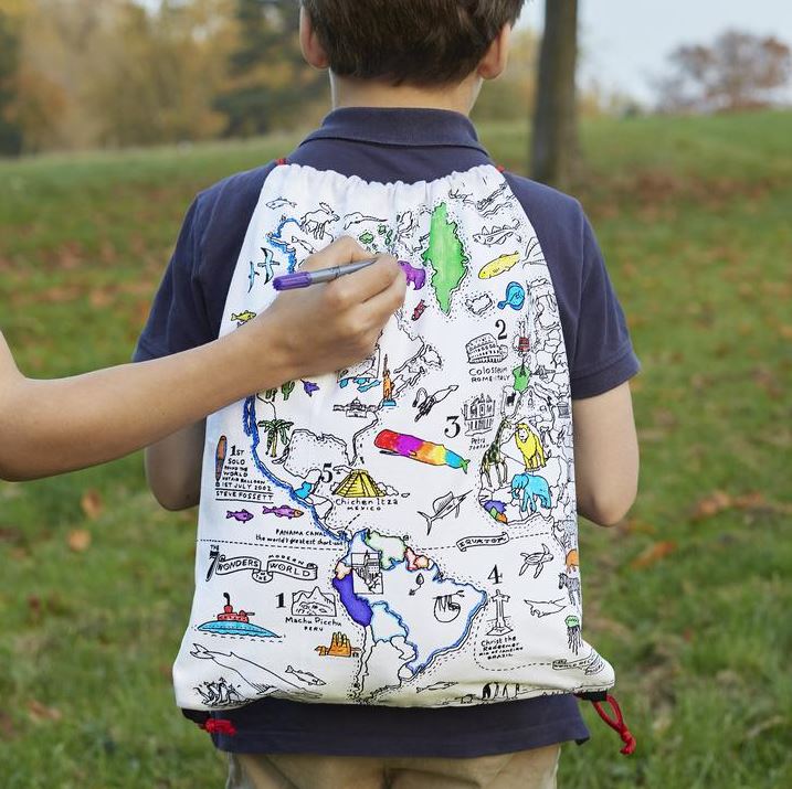 World Map Backpack with Pens