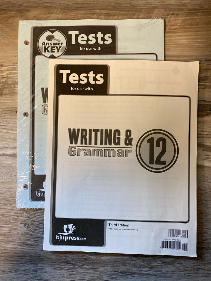 BJU Writing & Grammar 12 Test and Answer Key 3rd. Ed.