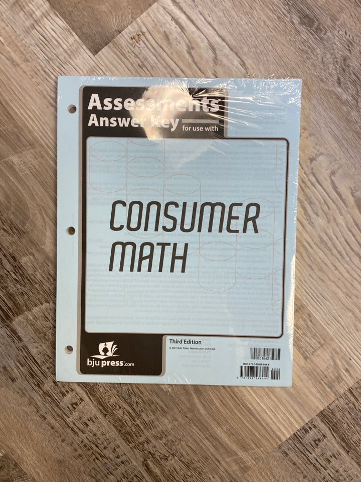 BJU Consumer Math Assessments Answer Key 3rd Ed.