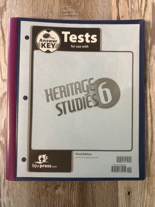 BJU Heritage Studies 6 Tests 3rd Edition