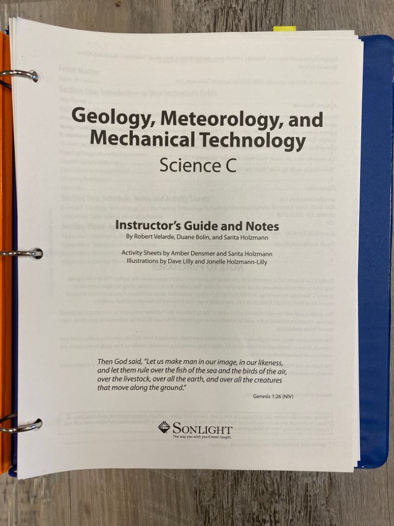 Sonlight Geology, Meteorology, and Mechanical Technology, Science C Inst. Guide