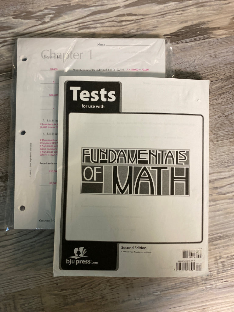 BJU Fundamentals of Math Tests  and Answers 2nd Ed.
