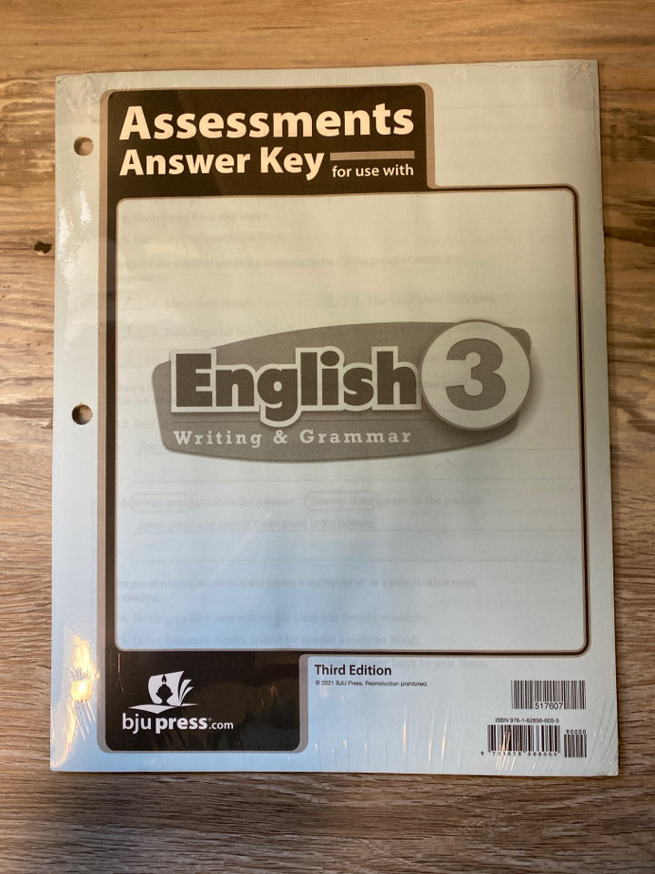 BJU English 3 Assessments Answer Key