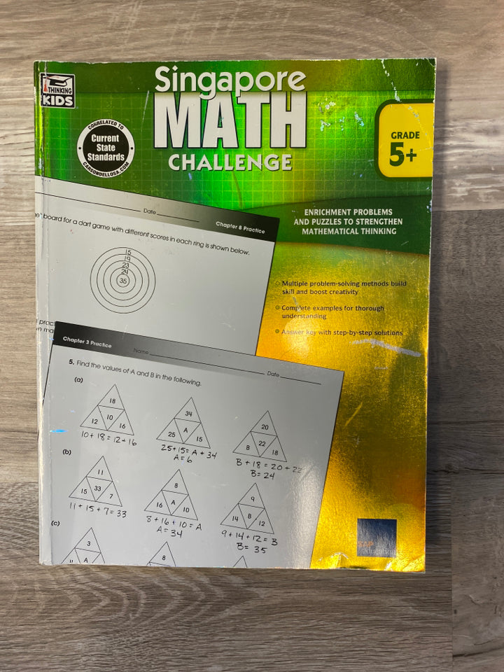 Singapore Math Challenge Workbook for 5th, 6th, 7th, 8th Grade Math