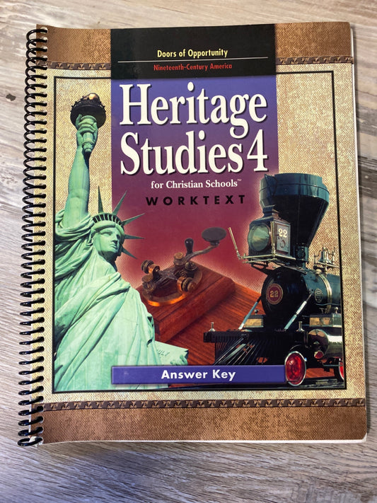 BJU Heritage Studies 4 Worktext Answer Key; First Edition
