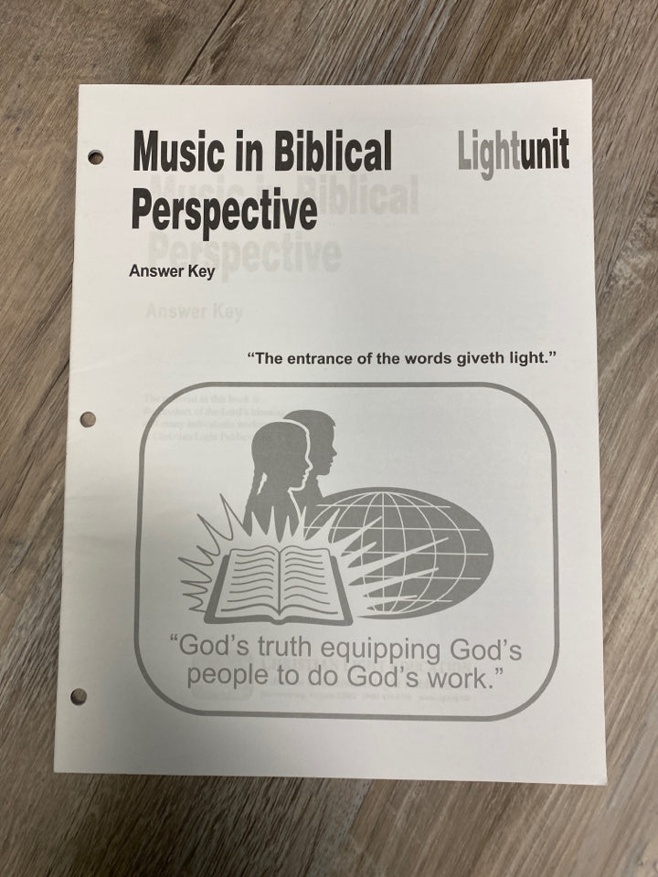 CLE Music in Biblical Perspective Student Guide and Answer Key